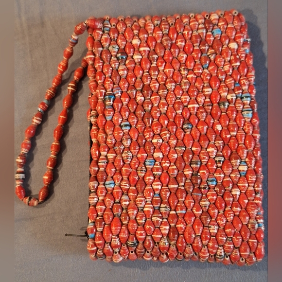 Handcrafted Red Beaded Clutch - Picture 4 of 6